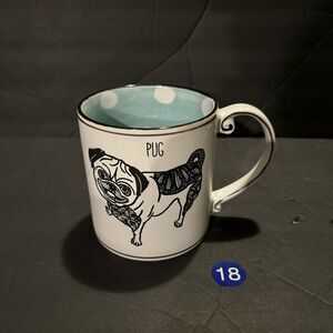 Spectrum Designz Large Coffee Mug Pug Dog Ink Drawing Style Polka Dot Interior18